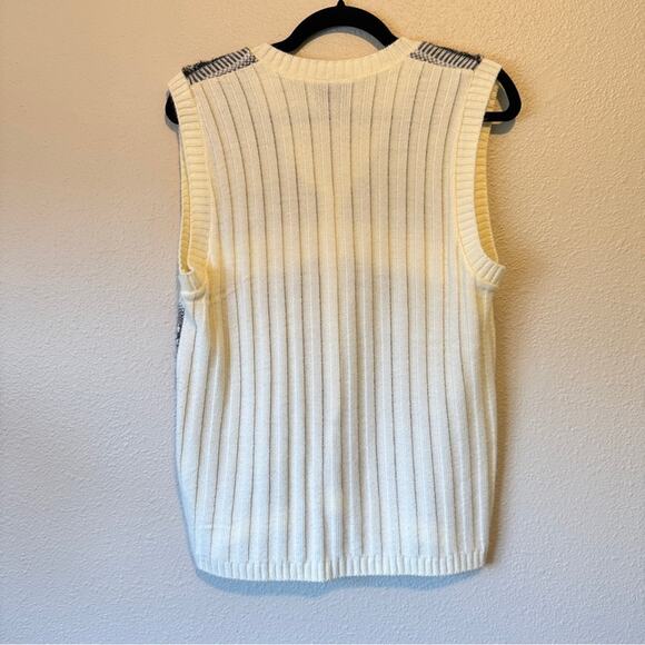 Vintage Cape Cod Wool Cream Grey Fair Isle Sweater Vest Womens L Preppy Winter - Picture 7 of 7